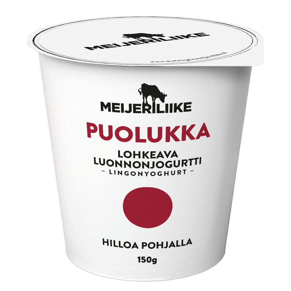 Puolukka jogurtti, lohkeava luonnonjogurtti - hilloa pohjalla.