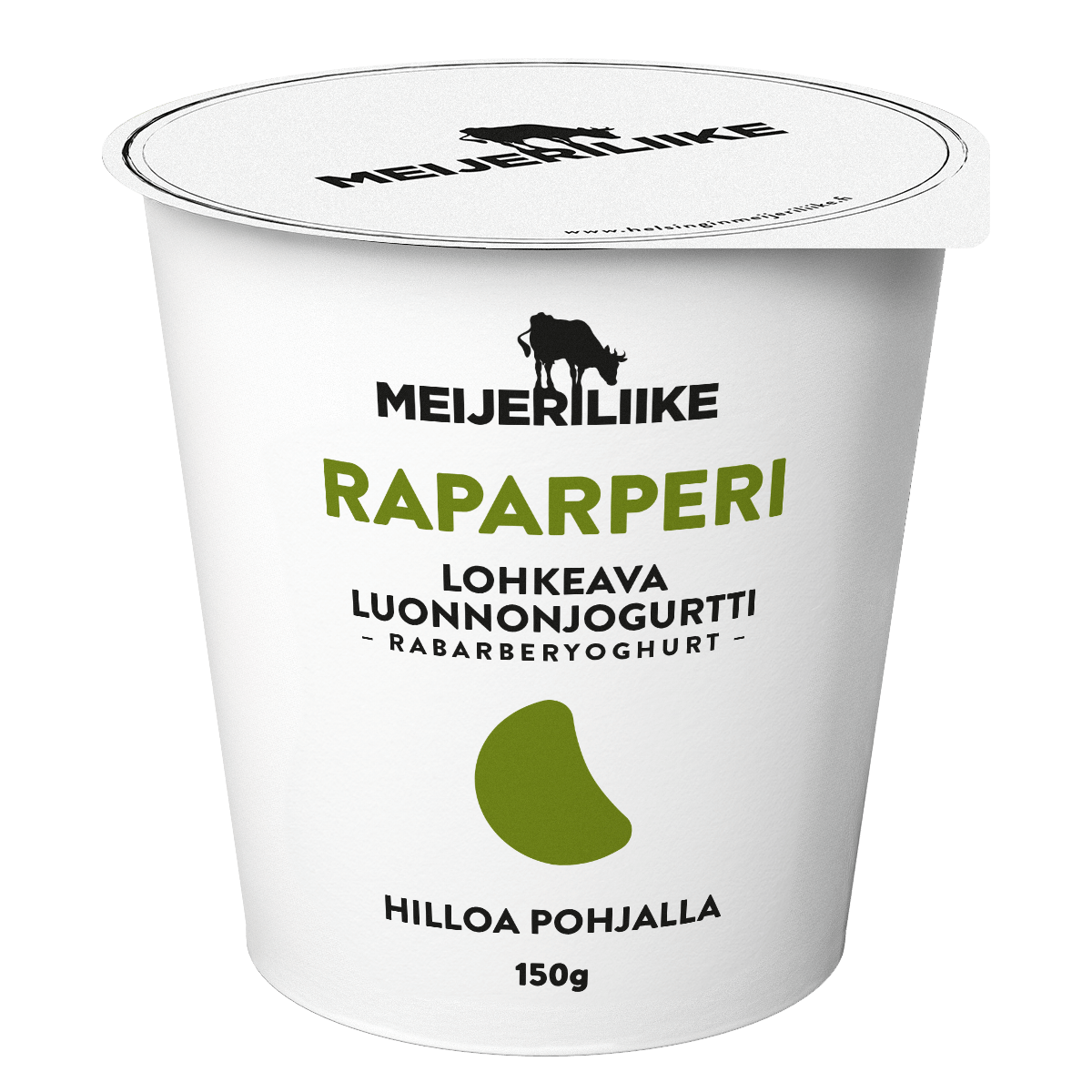 Raparperi jogurtti, lohkeava luonnonjogurtti - hilloa pohjalla.