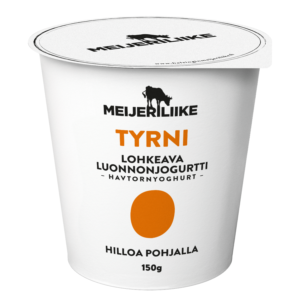 Tyrni jogurtti, lohkeava luonnonjogurtti - hilloa pohjalla.